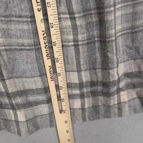 Xirena Shirt Womens XS Gray Plaid Flannel Ruffle Long Sleeve Boho Made in USA - Picture 13 of 15